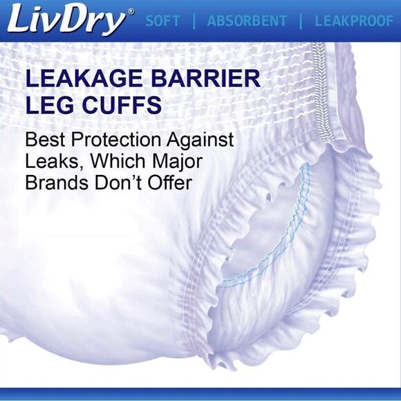 LivDry Adult XXXL Protective Underwear, Adult Diapers, Leak Proof-  11 count - Picture 4 of 8